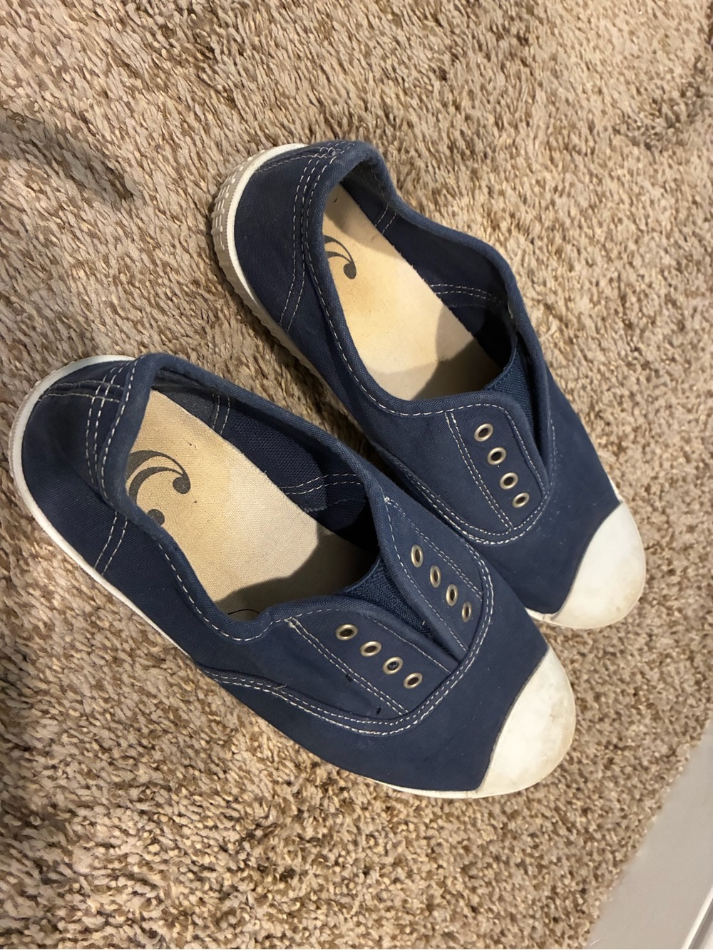 Women’s Slip-On Canvas Sneakers in Navy with White Toe